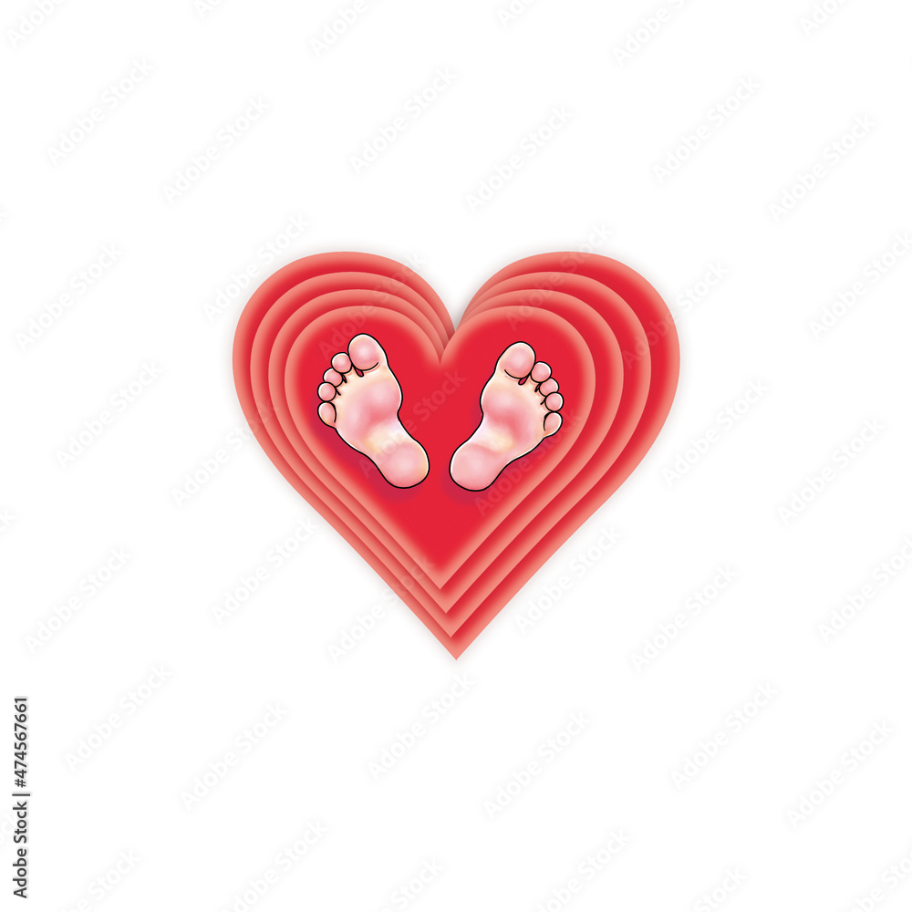 Fuß Füße Symbol in Herz pochen schlagen Liebe verliebt Barfußgehen