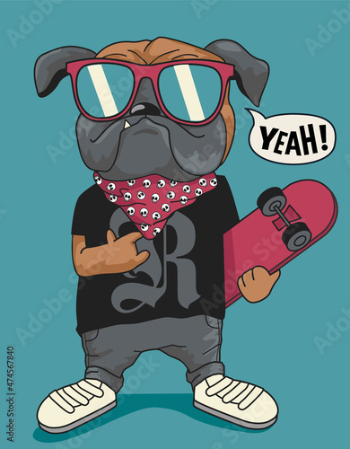 skateboarder dog vector design