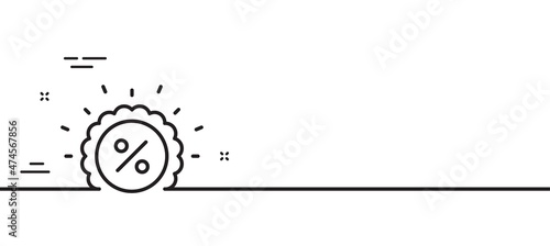 Discount tag line icon. Sale offer sign. Promotion price symbol. Minimal line illustration background. Discount line icon pattern banner. White web template concept. Vector