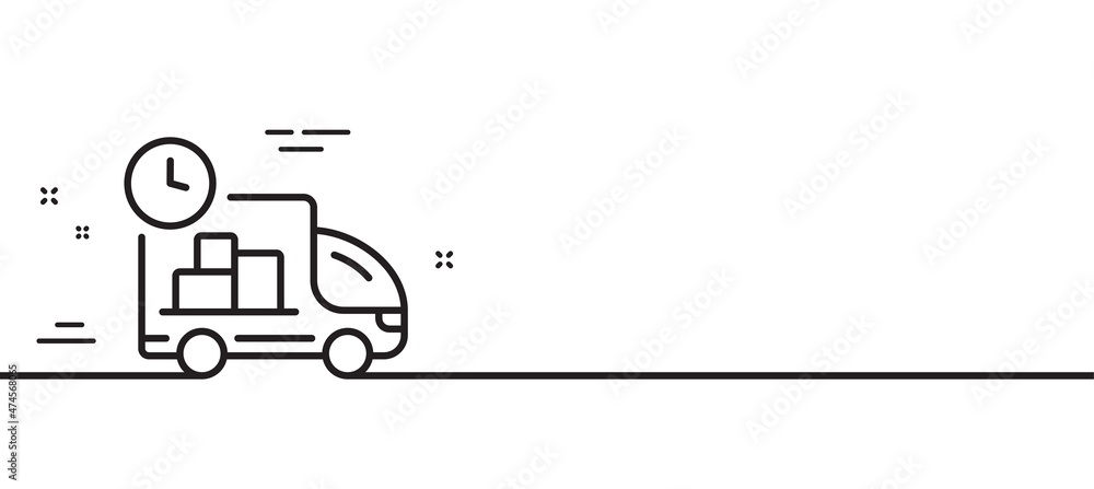 Delivery line icon. Truck service sign. Express shipment symbol. Minimal line illustration background. Delivery line icon pattern banner. White web template concept. Vector