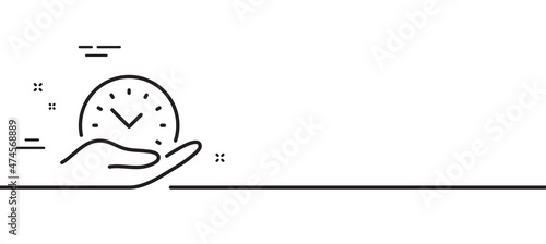 Safe time line icon. Clock sign. Office management symbol. Minimal line illustration background. Safe time line icon pattern banner. White web template concept. Vector