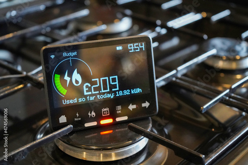 Household smart meter on a gas cooker hob
