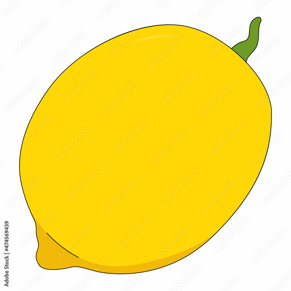 Vector illustration of lemon. Fruit in cartoon style. Citrus isolated on white background. Source of vitamin C Vector illustration of lemon. Fruit in cartoon style. Citrus isolated on white background. Source of vitamin C
