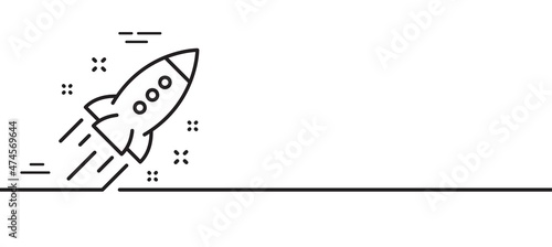 Startup rocket line icon. Launch Project sign. Innovation symbol. Minimal line illustration background. Startup rocket line icon pattern banner. White web template concept. Vector