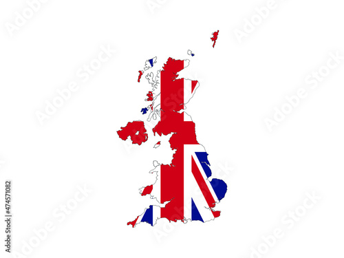 Map of United Kingdom Vector illustration. UK Map with flag, Great Britain. Union Jack, British isolated