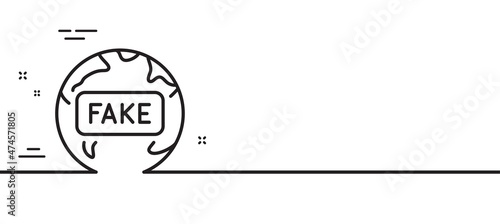 Fake news line icon. Internet propaganda sign. Wrong truth symbol. Minimal line illustration background. Fake news line icon pattern banner. White web template concept. Vector