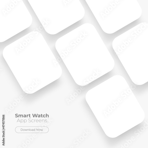 Blank Smart Watch App Screens. Mockup for Showcasing Your Fitness Apps Interfaces. Vector Illustration