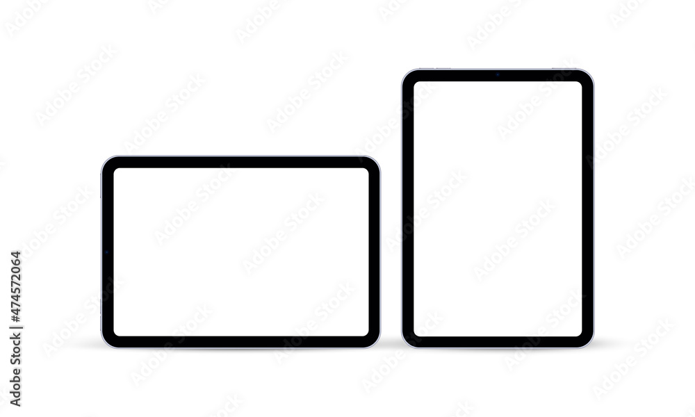 Black Tablets Mockups, Vertical and Horizontal Screens, Isolated on White Background. Vector Illustration Black Tablets Mockups, Vertical and Horizontal Screens, Isolated on White Background. Vector Illustration