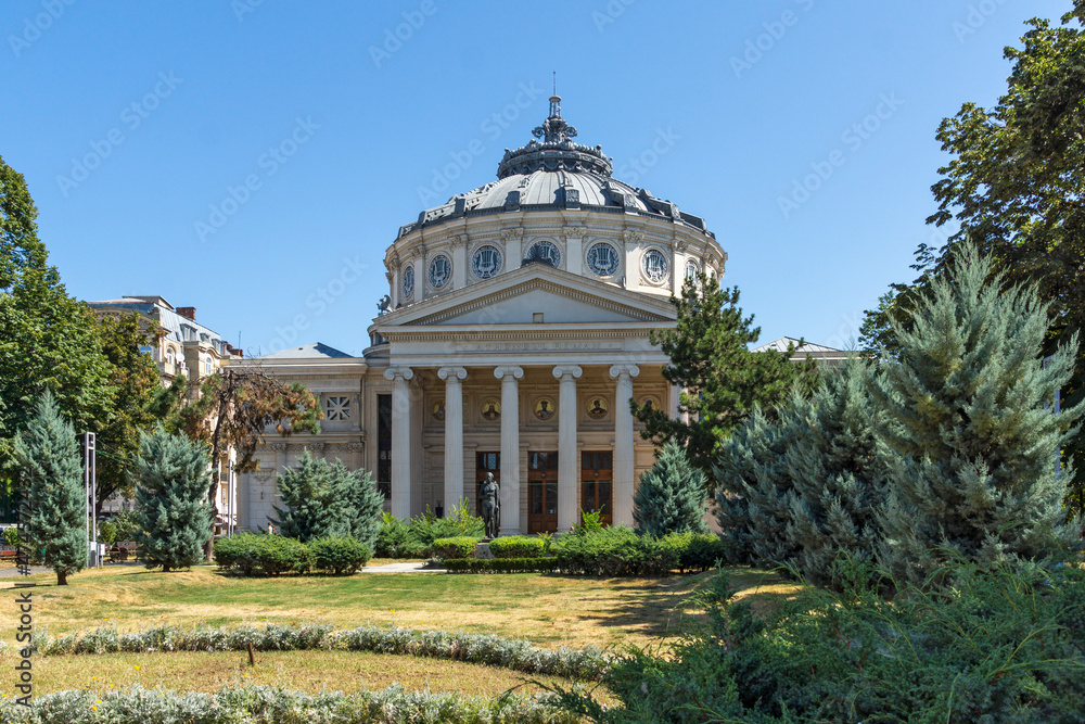 Romanian Athenaeum in city of Bucharest, Romania