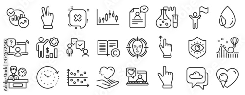 Set of Business icons, such as Consulting business, Dot plot, Roller coaster icons. Touchscreen gesture, Click hand, Employees wealth signs. Leaf dew, Friends chat, Statistics. Reject. Vector
