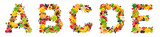 Food font. Letters made of fruits and berries