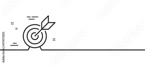 Target goal line icon. Success arrow sign. Business aim symbol. Minimal line illustration background. Target goal line icon pattern banner. White web template concept. Vector