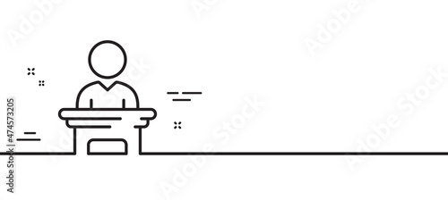 Election candidate line icon. Public voting sign. Politics campaign symbol. Minimal line illustration background. Election candidate line icon pattern banner. White web template concept. Vector