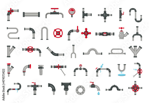 Set of water and gas pipes. Plumbing facilities.