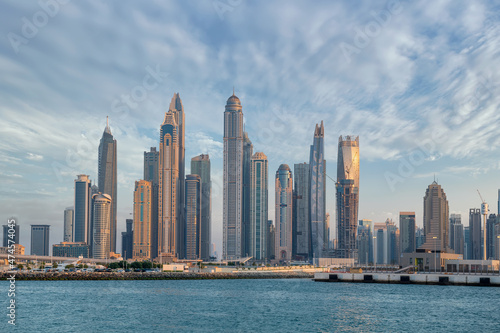 Dubai Marina and famous Jumeirah beach Skyline view