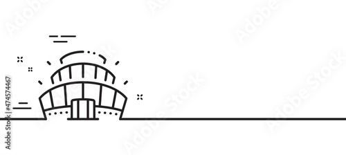 Arena stadium line icon. Competition building sign. Sport complex symbol. Minimal line illustration background. Arena stadium line icon pattern banner. White web template concept. Vector