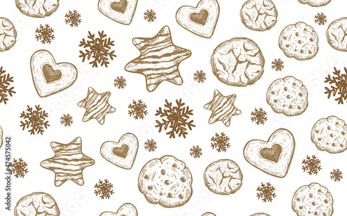 Christmas Cookie set hand drawn illustration. Vector.	