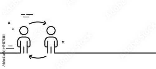 Teamwork workflow line icon. Business partnership sign. Job meeting symbol. Minimal line illustration background. Workflow line icon pattern banner. White web template concept. Vector