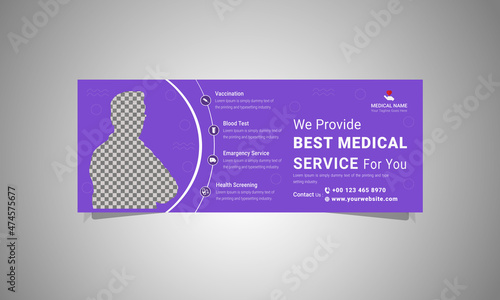 Medical and healthcare facebook cover design for social media marketing, medial service business & medical advertising vector templates fully editable, gradient color web banner post