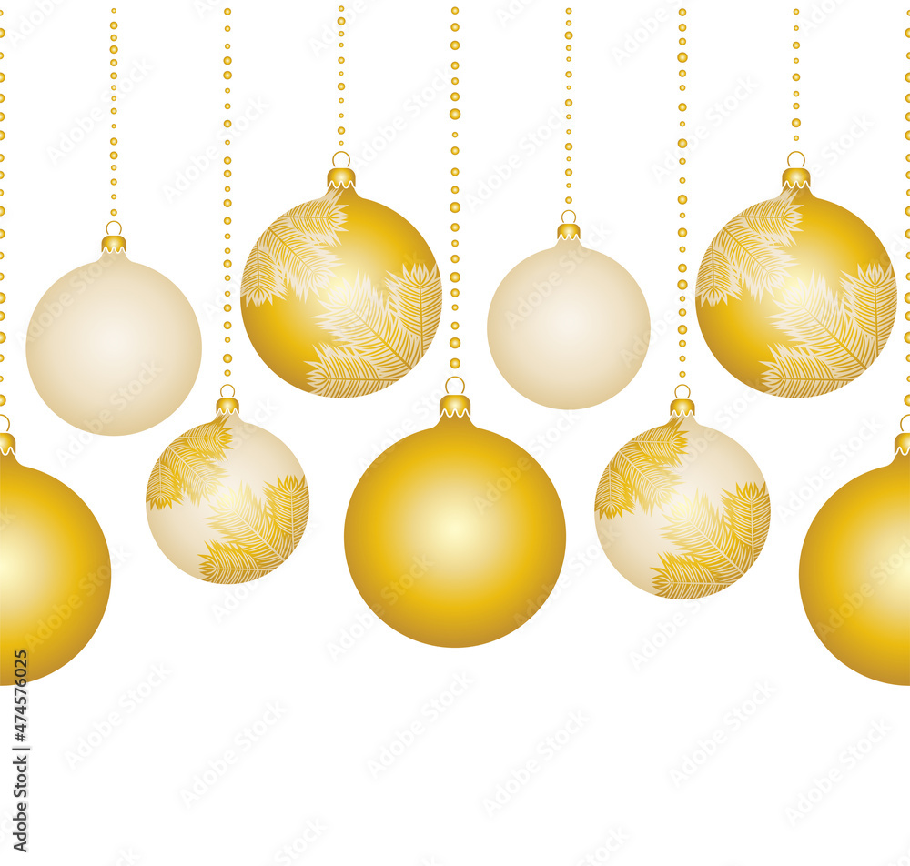 seamless border with christmas balls isolated on white background seamless border with christmas balls isolated on white background