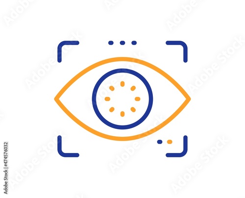 Eye detect line icon. Retina scan sign. Biometric data symbol. Colorful thin line outline concept. Linear style eye detect icon. Editable stroke. Vector