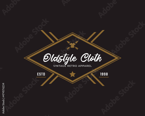 Classic Vintage Retro Label Badge for Clothing Apparel Old style Logo Emblem Design Template Element photo