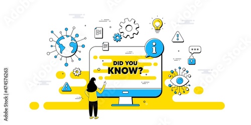 Did you know text. Internet safe data infographics. Special offer question sign. Interesting facts symbol. Did you know information message. Isolated AI privacy banner. Vector