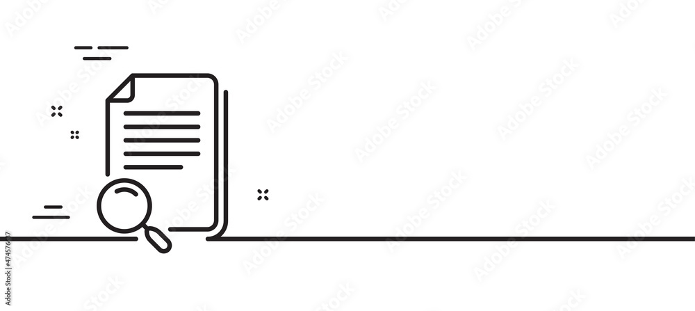 Search file line icon. Find document sign. Magnify glass. Minimal line illustration background. Search file line icon pattern banner. White web template concept. Vector Search file line icon. Find document sign. Magnify glass. Minimal line illustration background. Search file line icon pattern banner. White web template concept. Vector