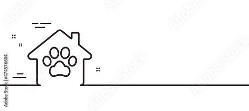 Pet shelter line icon. Veterinary clinic sign. Pets care symbol. Minimal line illustration background. Pet shelter line icon pattern banner. White web template concept. Vector