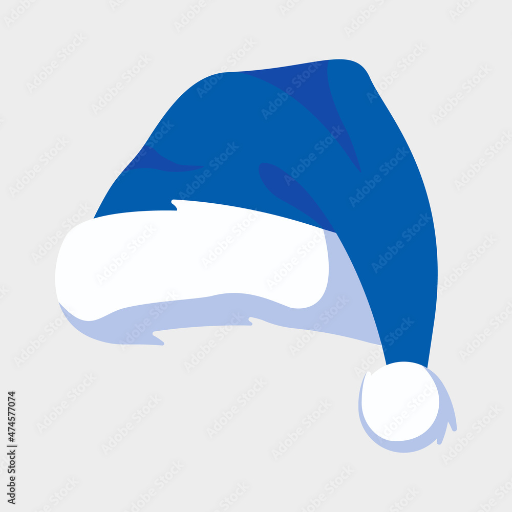 Santa Claus hat and beard. blue Merry Christmas Card Illustration Santa Claus hat and beard. blue Merry Christmas Card Illustration