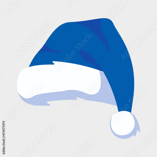 Santa Claus hat and beard. blue Merry Christmas Card Illustration
