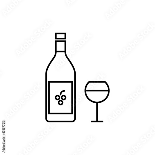 icono de botella de vino y copa. Ilustraci  n vectorial  estilo simple