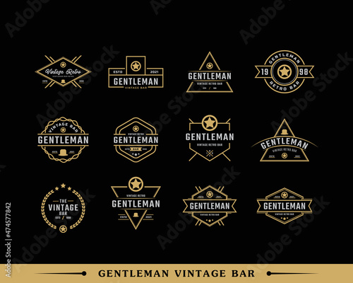 Set of Creative Classic Vintage Retro Label Badge for Gentleman Cloth Apparel Logo Design Inspiration photo