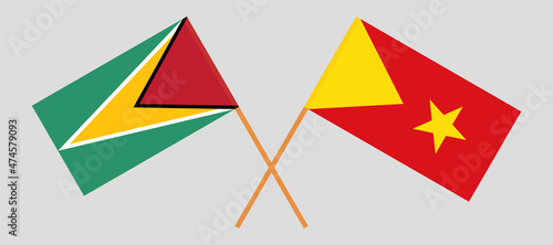 Crossed flags of Guyana and Tigray. Official colors. Correct proportion Free Download Crossed flags of Guyana and Tigray. Official colors. Correct proportion - GFXLoad