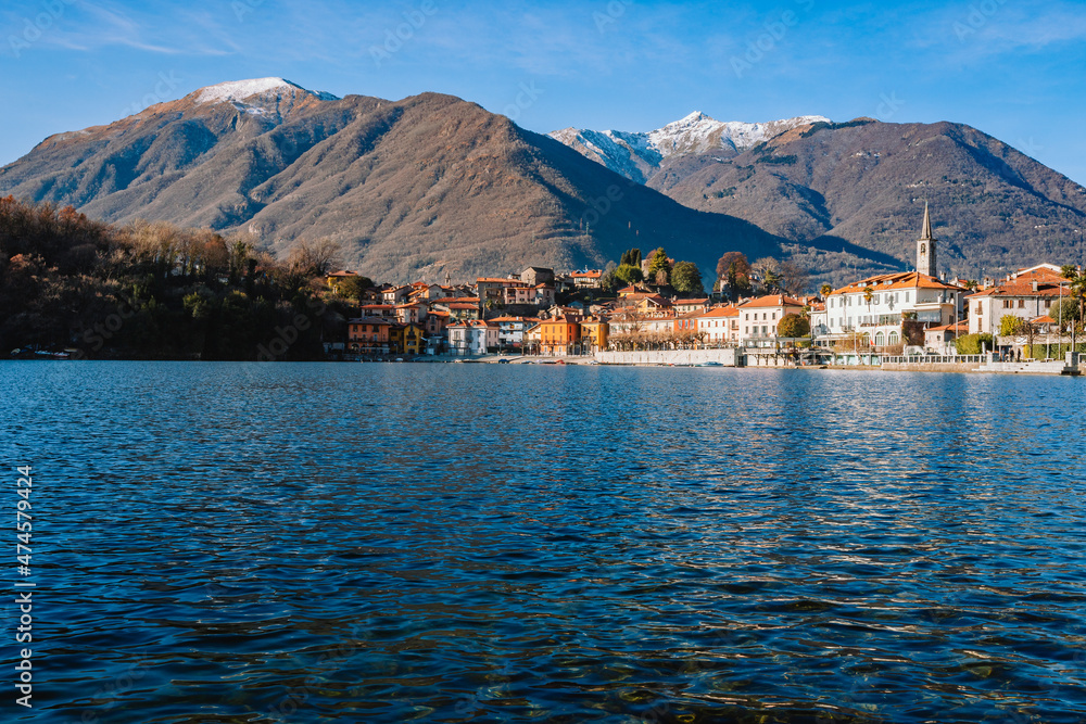 The village of Mergozzo on its homonymous lake in winter