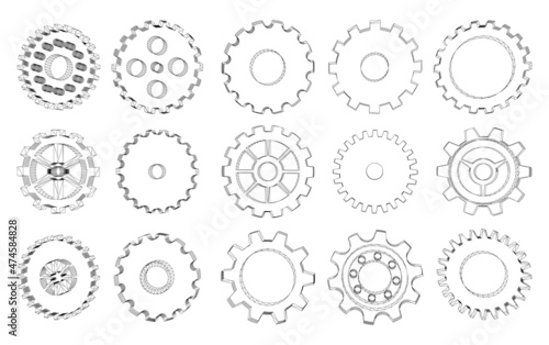 Collection of gears for web design, app, and the most modern projects.