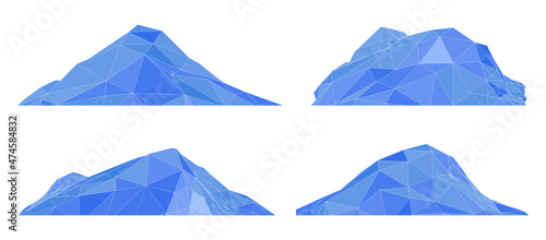 Collection of polygonal mountain landscapes. 3d model of hills.