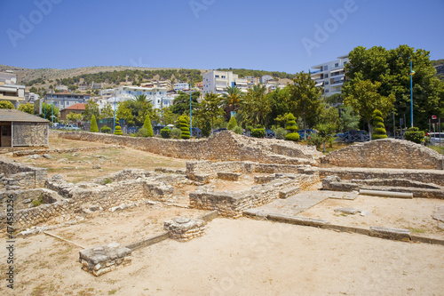 Ruins of a 5th century synagogue in Saranda, Albania photo