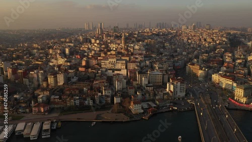 Wallpaper Mural Sunset and evening views of Eminönü new Mosque, Bosphorus, Galata Tower, Galata Bridge, Golden Horn views from the air Turkey Torontodigital.ca