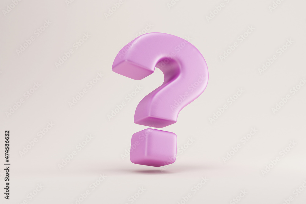 Purple Question Mark on light studio background Purple Question Mark on light studio background