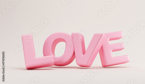 Love Pink Text Sign on Trendy Light Studio background