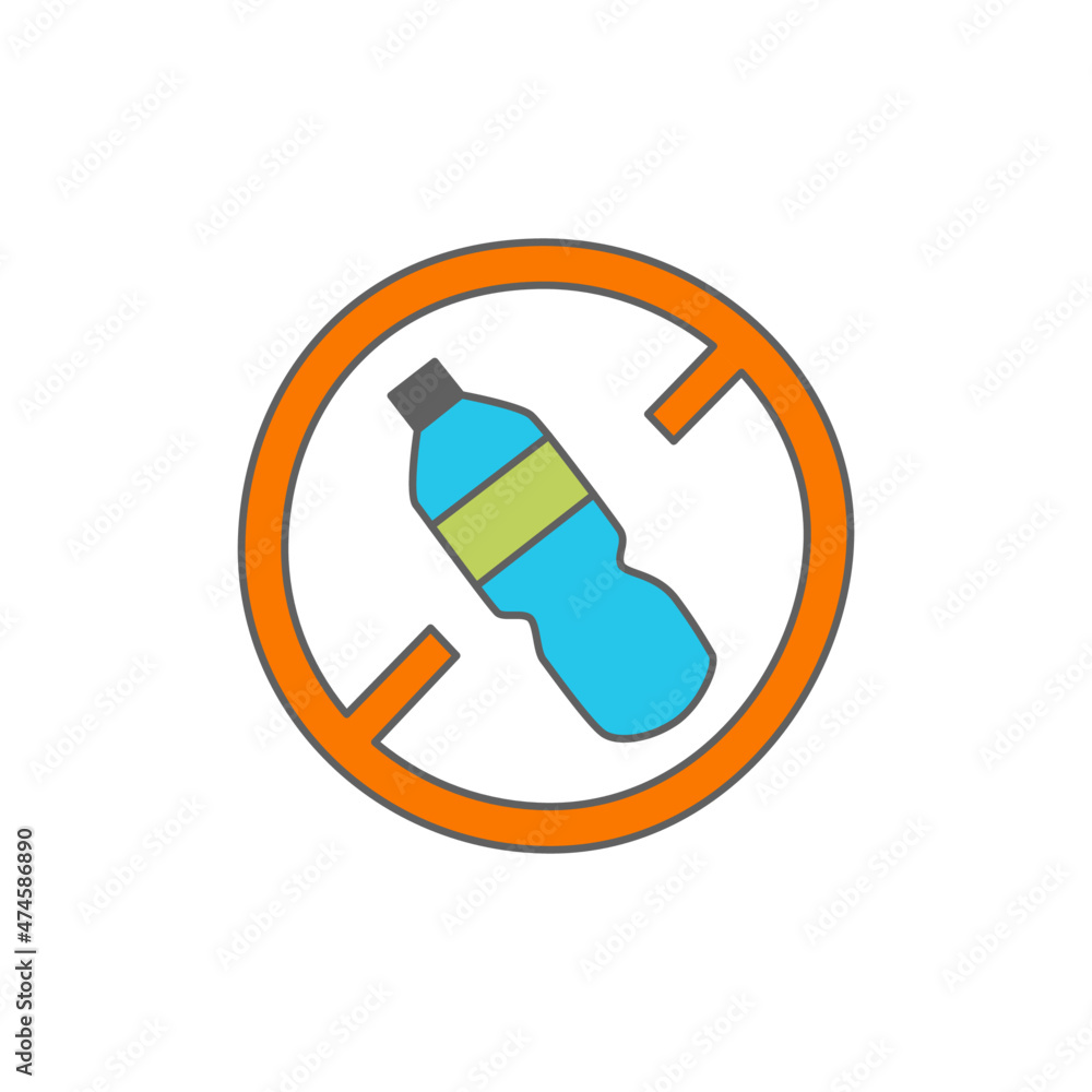 No Plastic Icon in color icon, isolated on white background No Plastic Icon in color icon, isolated on white background