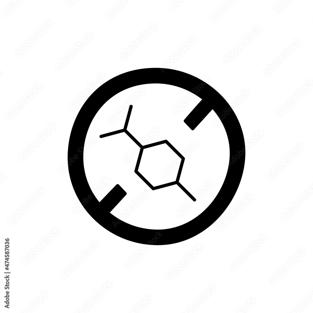 Paraben Icon in black flat glyph, filled style isolated on white background