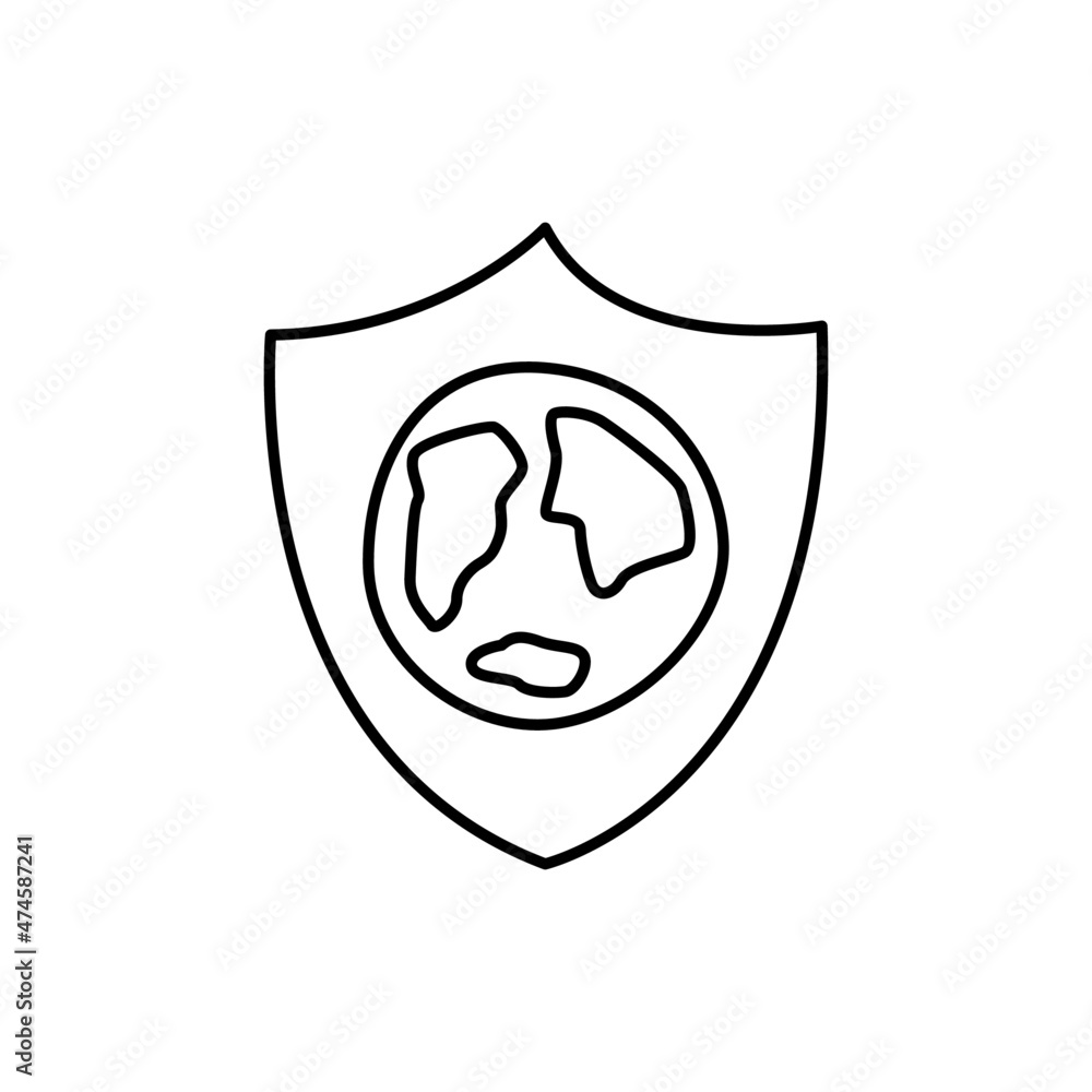 Environmental Protection Icon in flat black line style, isolated on white background Environmental Protection Icon in flat black line style, isolated on white background