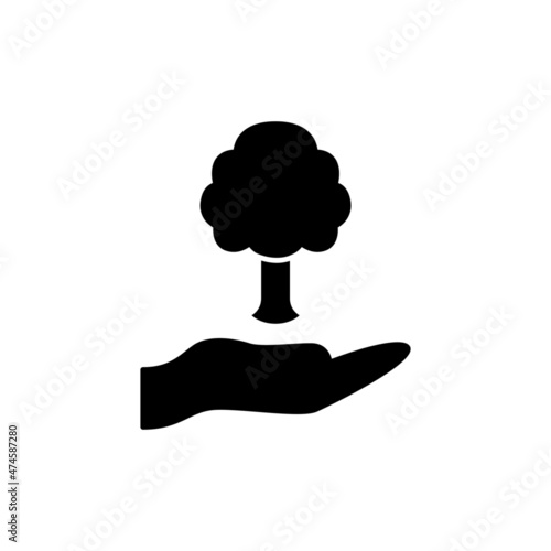 Conservation Icon in black flat glyph, filled style isolated on white background