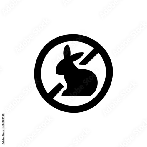 not tested on animal Icon in black flat glyph, filled style isolated on white background
