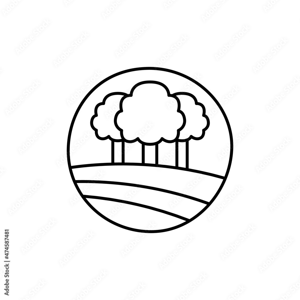 Nature Icon in flat black line style, isolated on white background Nature Icon in flat black line style, isolated on white background