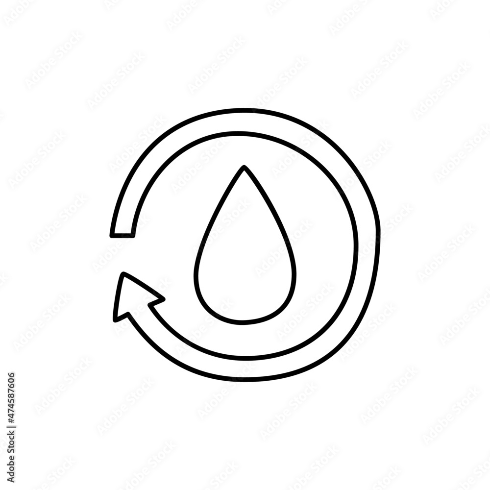 Water Purification Icon in flat black line style, isolated on white background Water Purification Icon in flat black line style, isolated on white background