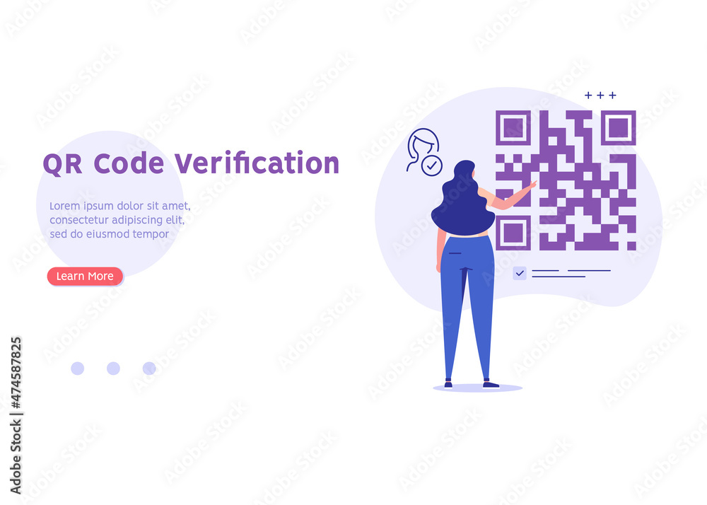 Woman using phone with QR sign. Users scanning QR-code for account sign in, payment online. Concept of QR code, cash register receipt, e-payment, qr verification. Flat vector illustration for UI, app Woman using phone with QR sign. Users scanning QR-code for account sign in, payment online. Concept of QR code, cash register receipt, e-payment, qr verification. Flat vector illustration for UI, app