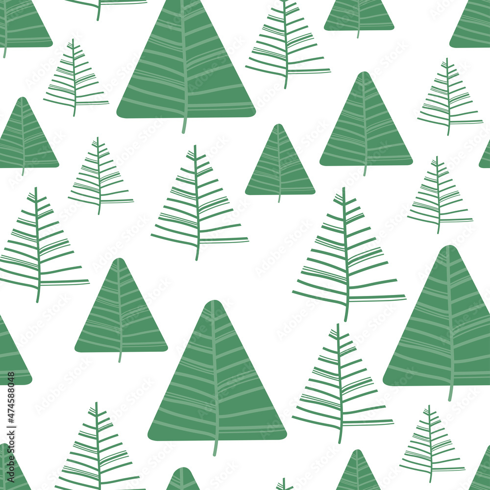 сhristmas Fir tree seamless pattern. new year hand drown firs wrapping paper design, winter holiday decoration, forest background сhristmas Fir tree seamless pattern. new year hand drown firs wrapping paper design, winter holiday decoration, forest background